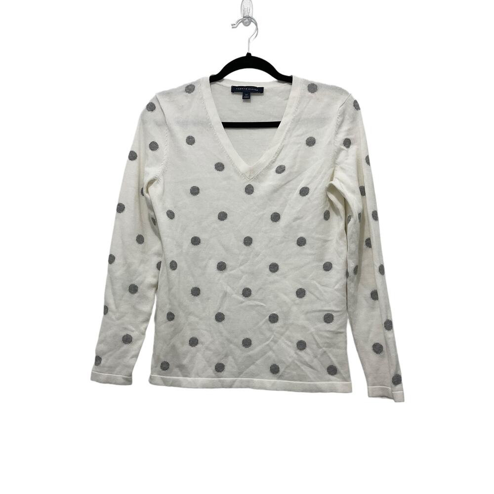Tommy Hilfiger Polka Dot V Neck Pullover Long Sleeve